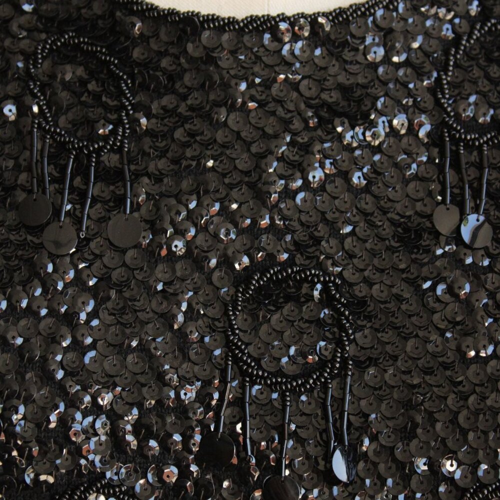 Vintage 1960s Womens Top, Forecast Shops Beaded and Sequined Sweater Blouse, - Picture 4 of 10